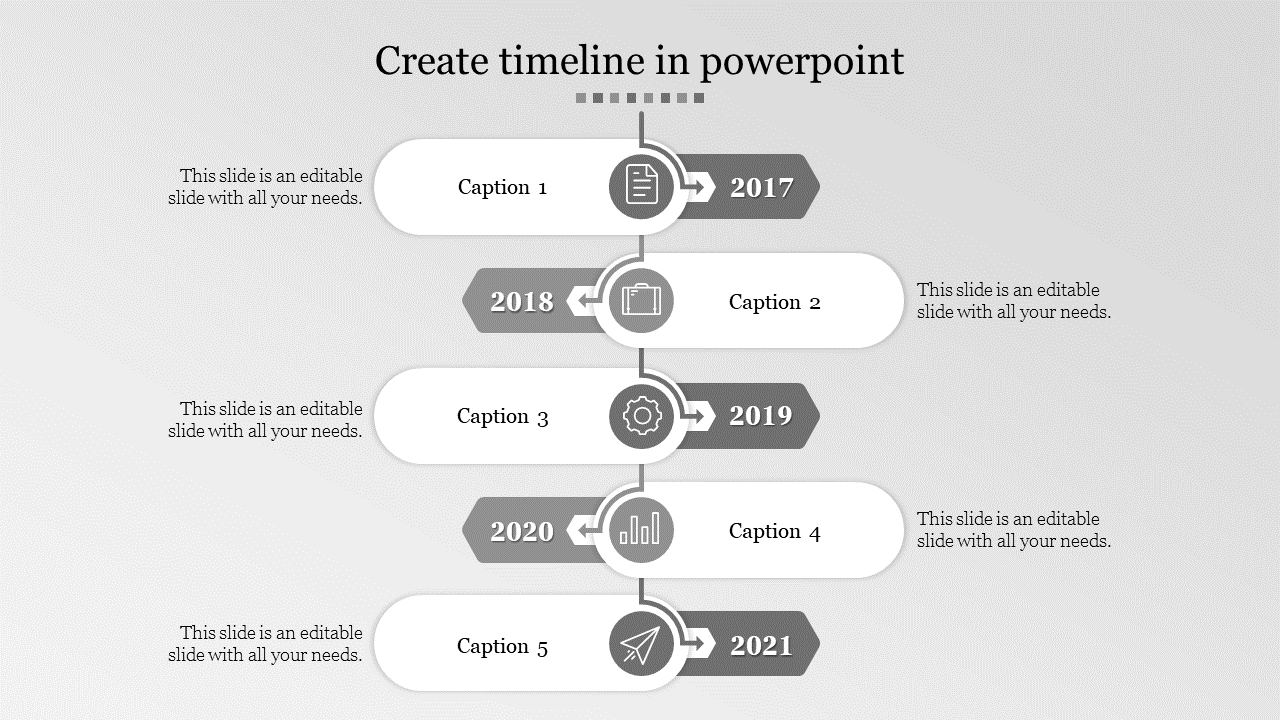 Free - Create Timeline In PowerPoint  With Five Nodes